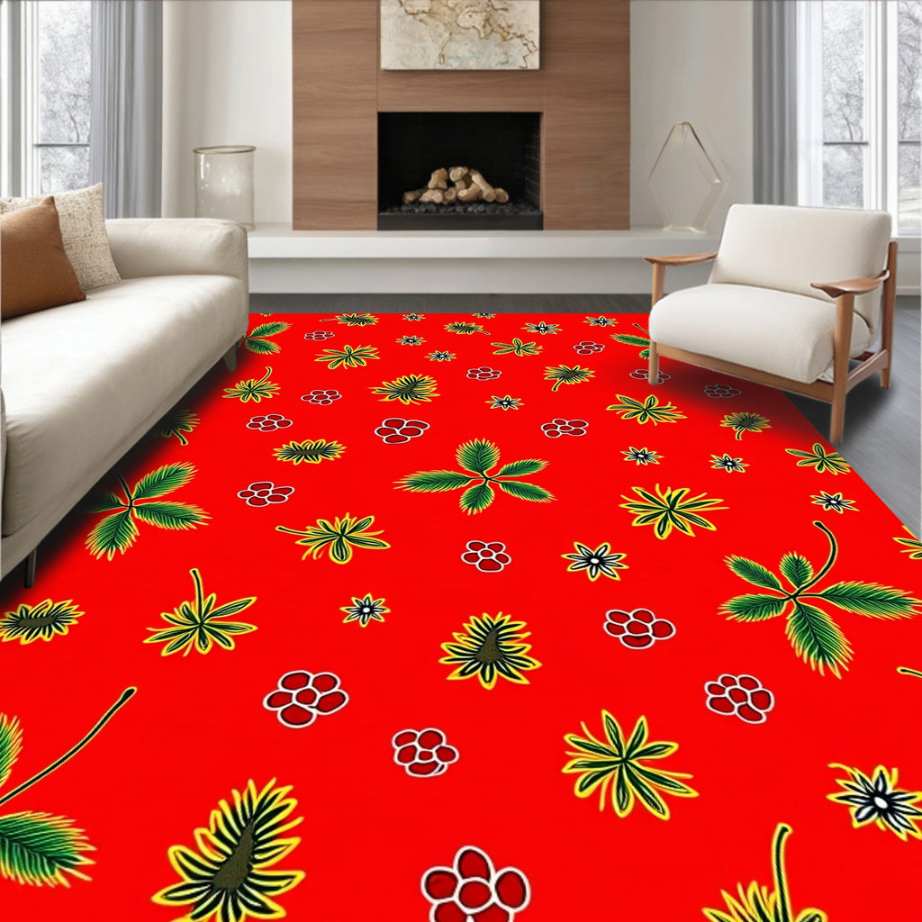 Red Strawberry Bloom Pattern Rug