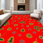 Red Strawberry Bloom Pattern Rug