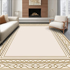 Elegant Gold Geometric Border Rug