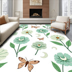 Whimsical Floral Moon Pattern Rug