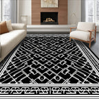 Monochromatic Black White Abstract Design Rug