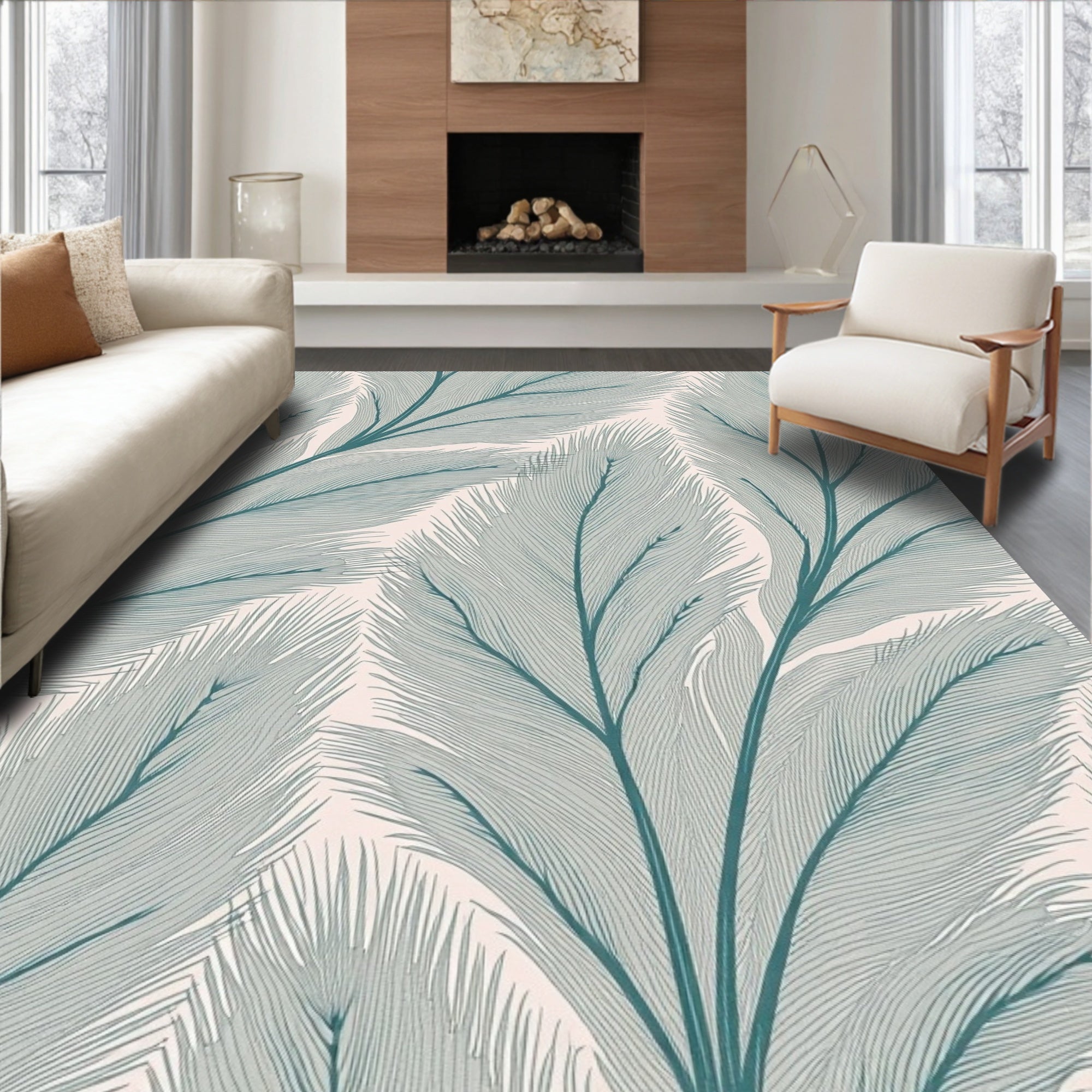 Feather Pattern Modern Abstract Rug