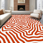 Curving Orange Lines Abstract Pattern Rug