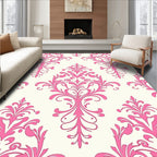Pink Ornate Floral Damask Pattern Rug