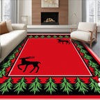Red Deer Evergreen Border Design Rug