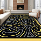 Abstract Swirls Gold Gray Pattern Rug