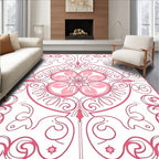Ornate Floral Symmetry Pink Pattern Rug