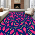 Vibrant Red Leaf Pattern Rug