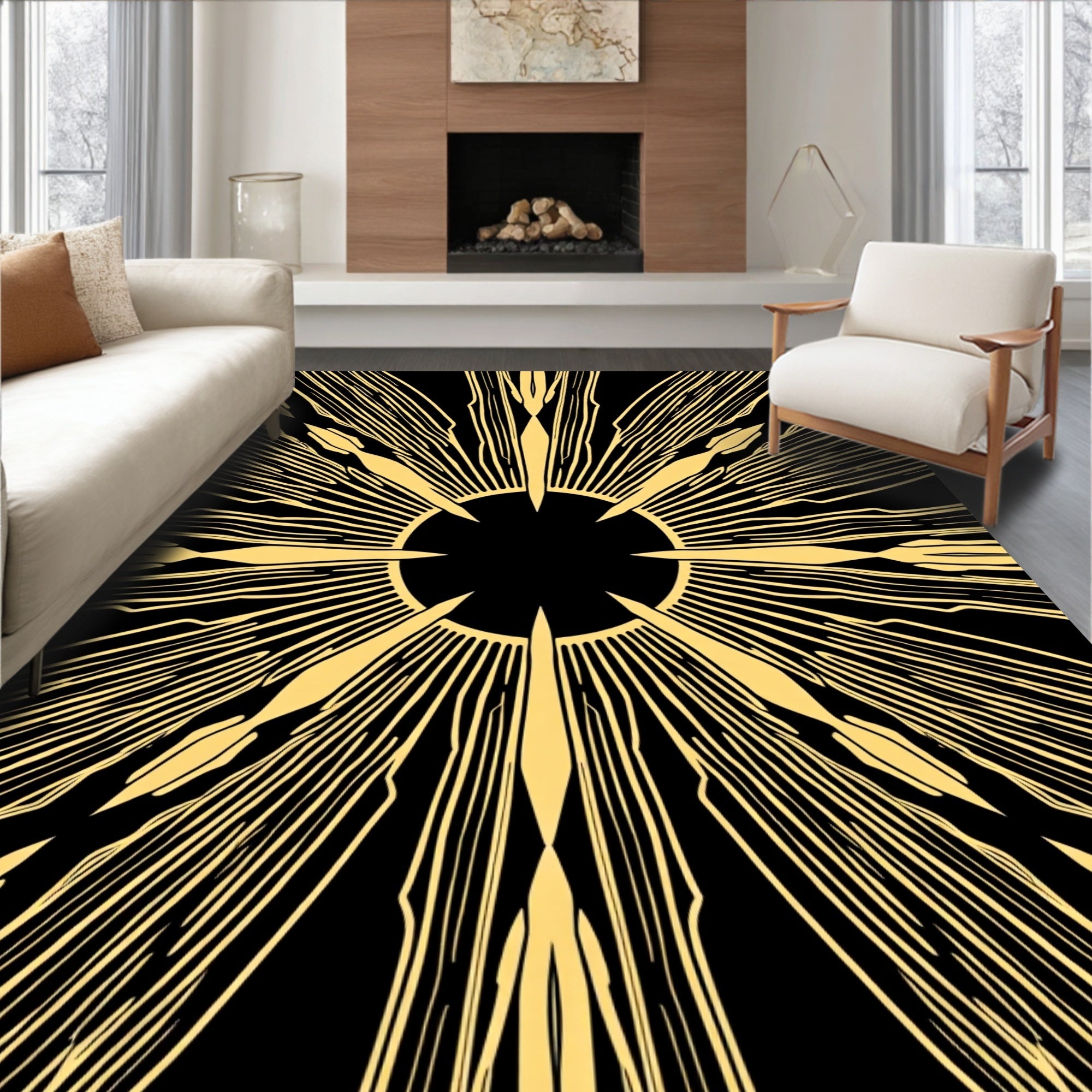 Radiant Art Deco Burst Pattern Rug