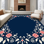 Floral Pattern Design with Red Accents Rug