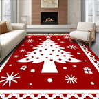Red Christmas Tree Snowflake Pattern Design Rug