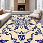Vintage Floral Mandala Blue Design Rug