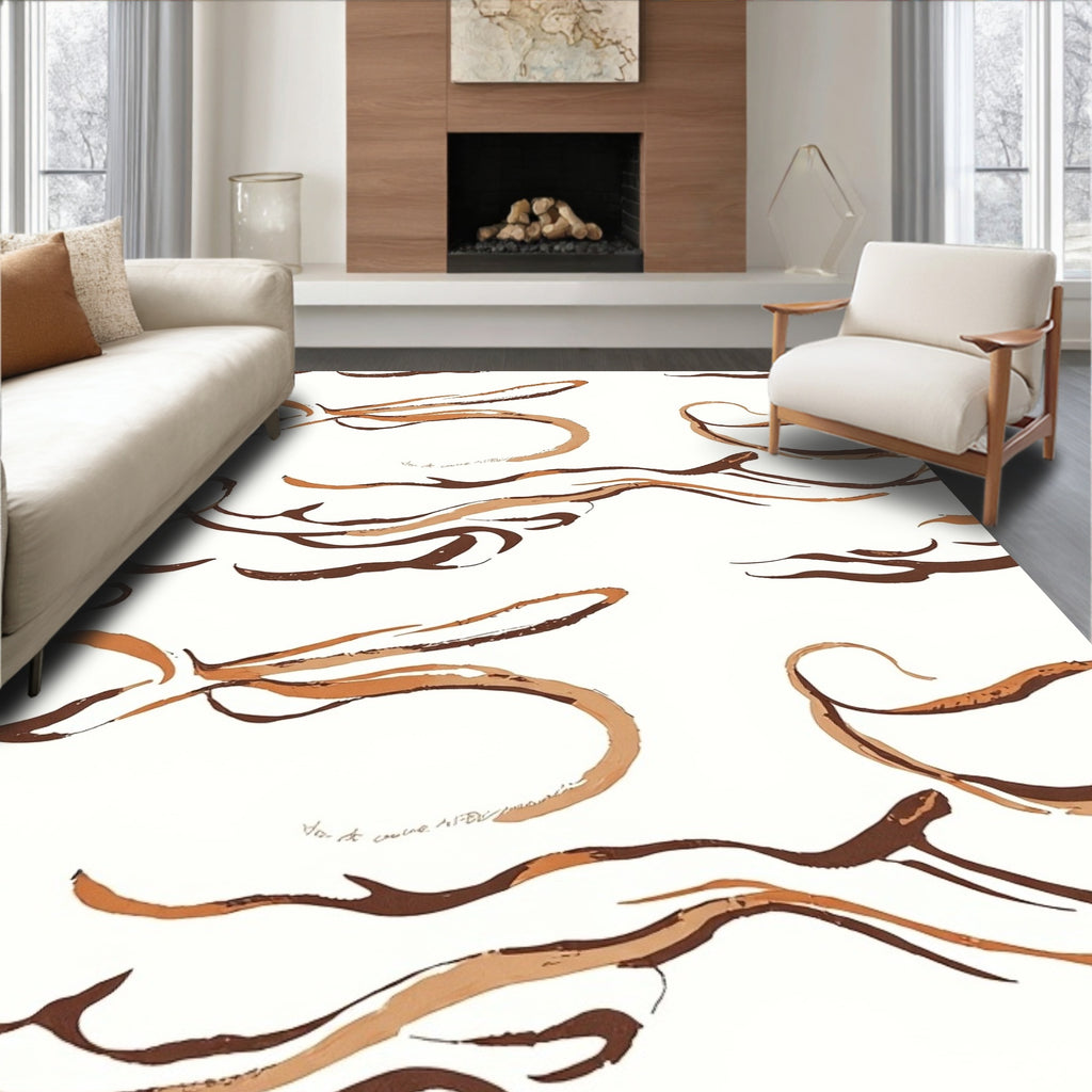 Earthy Swirls Brushstroke Patterns Rug