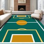 Green And Yellow Geometric Court Pattern Rug