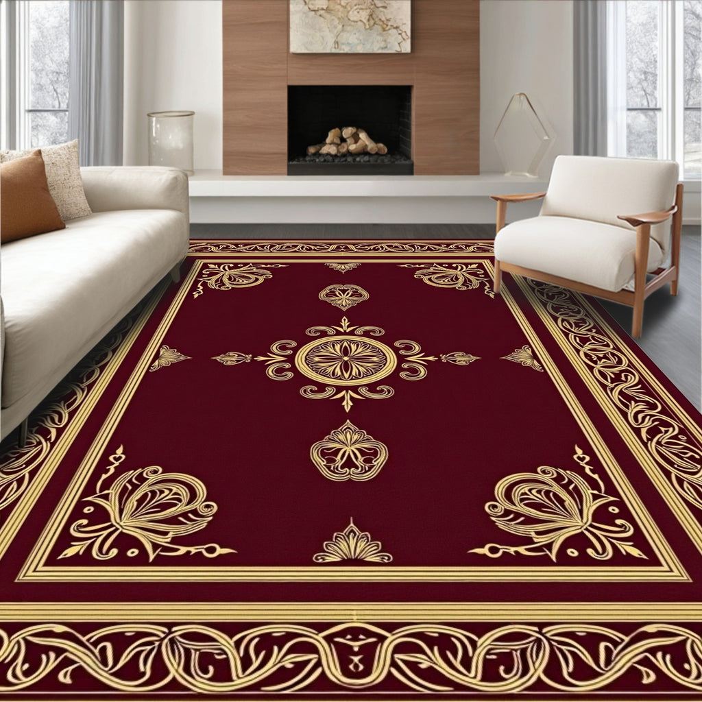 Ornate Floral Border with Center Medallion Rug