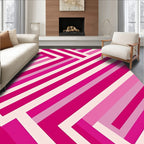 Modern Pink Geometric Stripe Rug