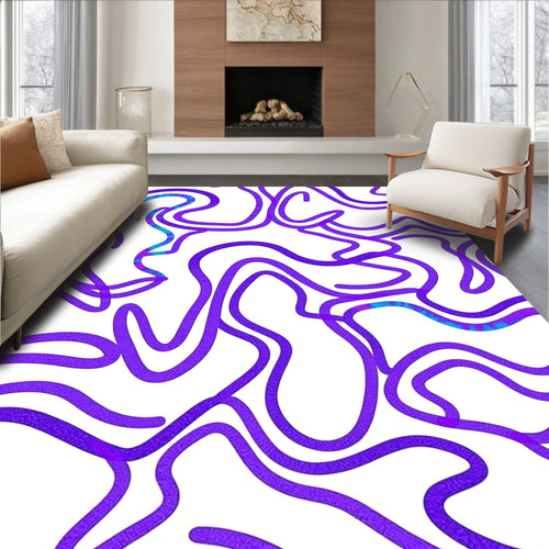 Abstract Swirl Purple Contemporary Flow Rug