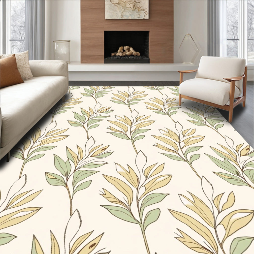 Botanical Leaf Pattern Artwork Rug