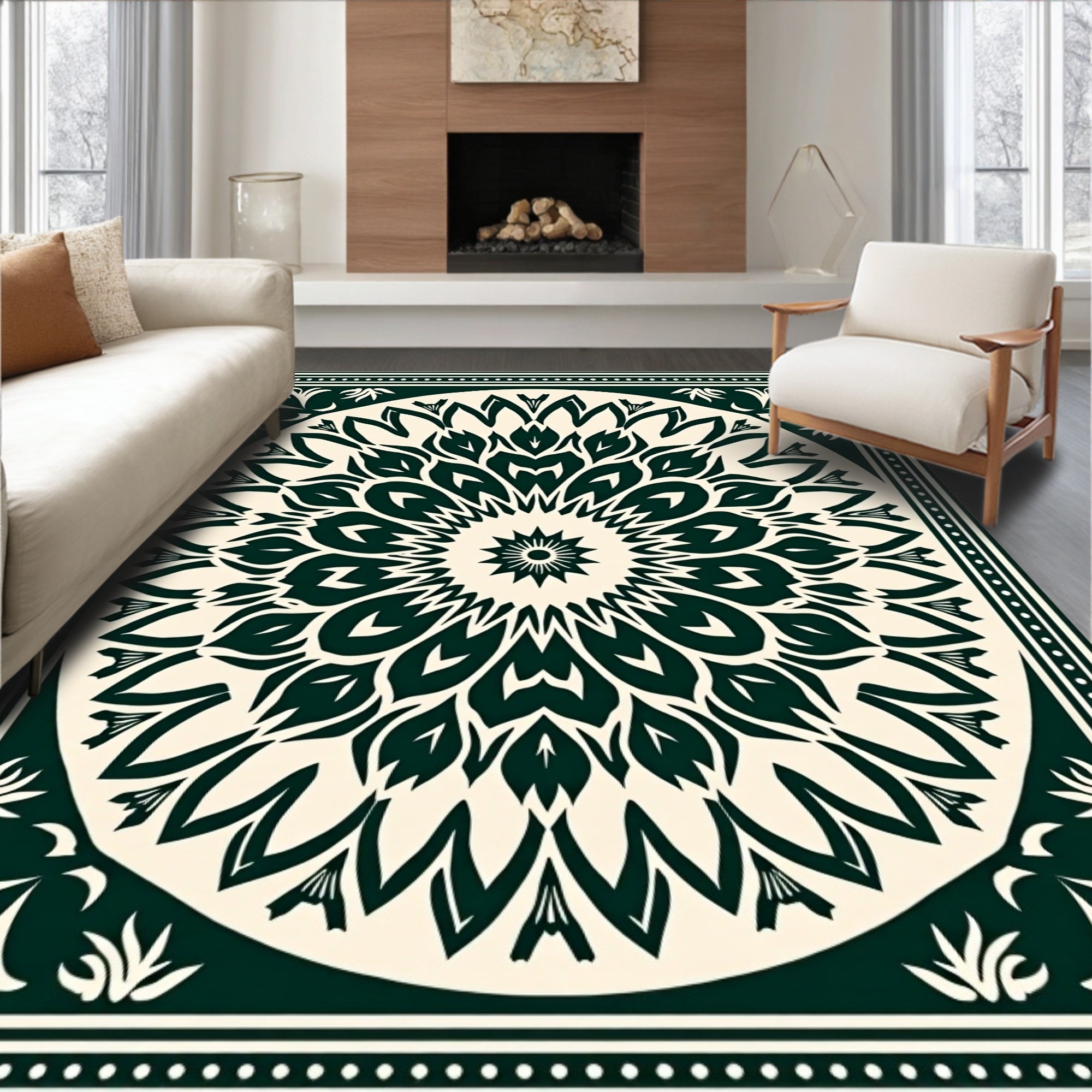 Intricate Floral Mandala Pattern Design Rug