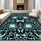 Ornate Butterfly Floral Symmetry Design Rug