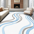Abstract Wavy Blue Gray Pattern Rug