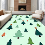 Winter Trees and Stars Pattern Rug