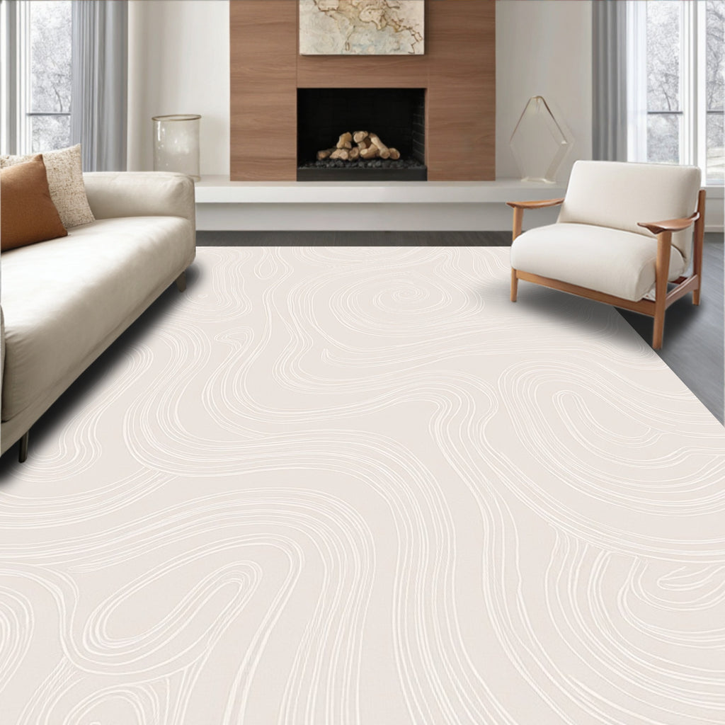 Minimalist Abstract Swirl Pattern Rug