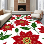 Bold Red Floral Garden Arrangement Rug