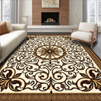 Classic Brown Floral Mandala Design Rug