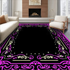 Vibrant Pink Ornate Scrollwork Frame Rug