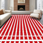Bold Red Vertical Stripe Pattern Rug