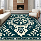 Vintage Floral Frame Mandala Design Rug