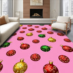 Festive Red Gold Green Ornament Pattern Rug