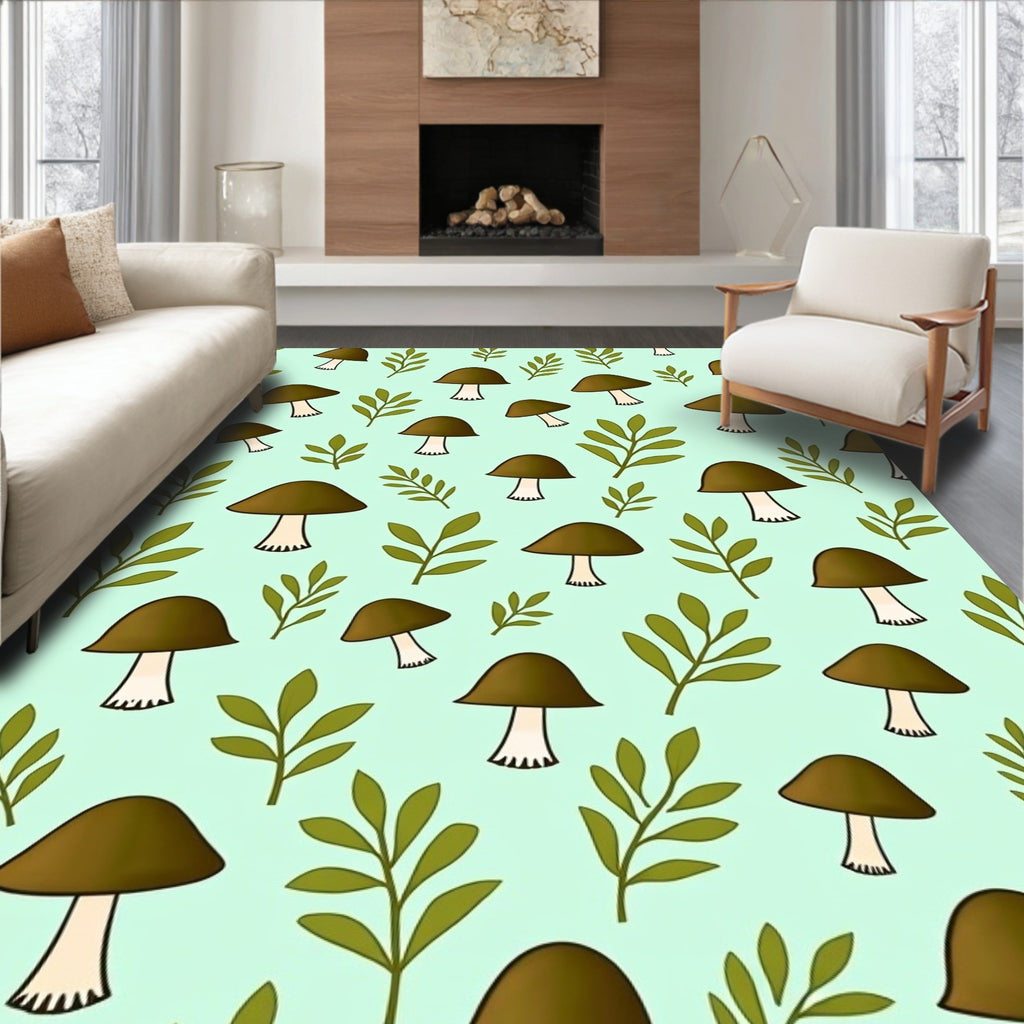 Woodland Mushroom Leaf Scatter Rug