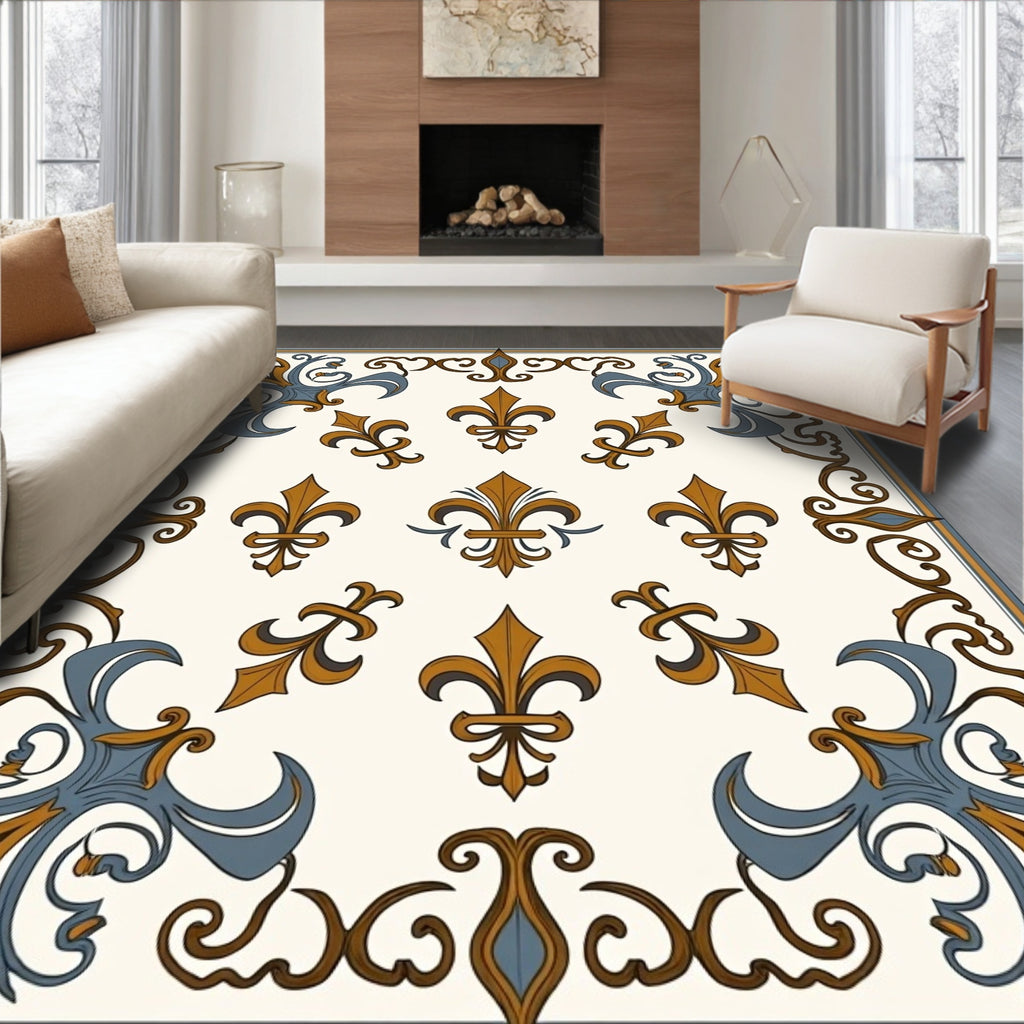 Regal Fleur De Lis Patterned Rug