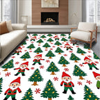 Festive Gnomes And Evergreen Trees Rug