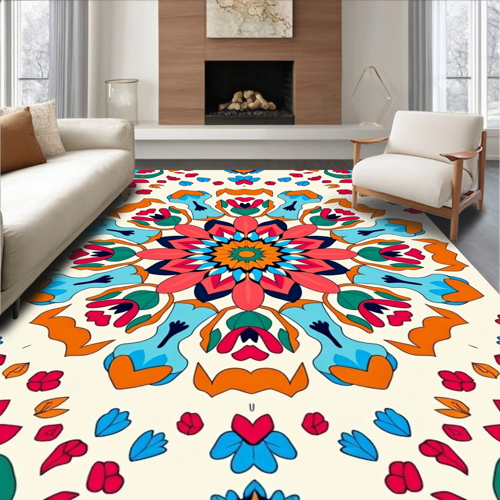 Floral Mandala Vivid Colors Rug