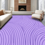 Abstract Purple Wavy Line Art Rug