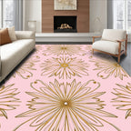 Golden Starburst Floral Pattern Rug