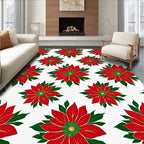 Crimson Bloom Botanical Pattern Rug
