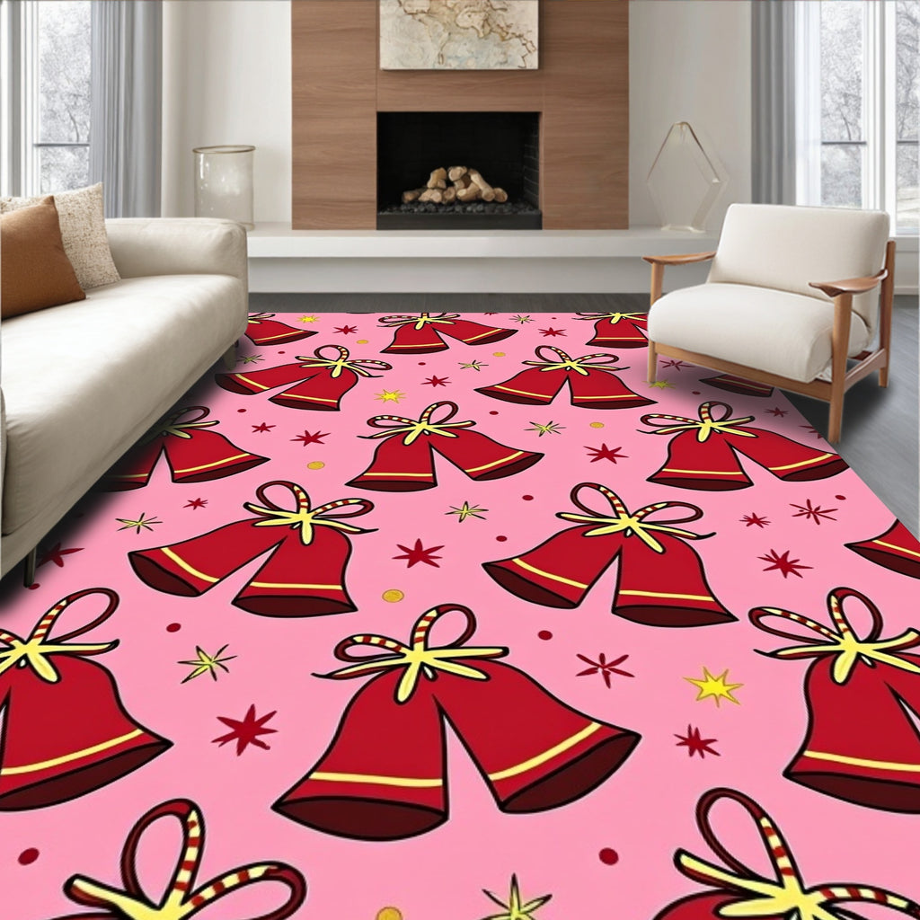 Red Bells Festive Pattern Rug