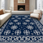 Winter Snowflake Scroll Design Rug