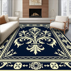 Elegant Ivory Fleur-de-lis Pattern Rug