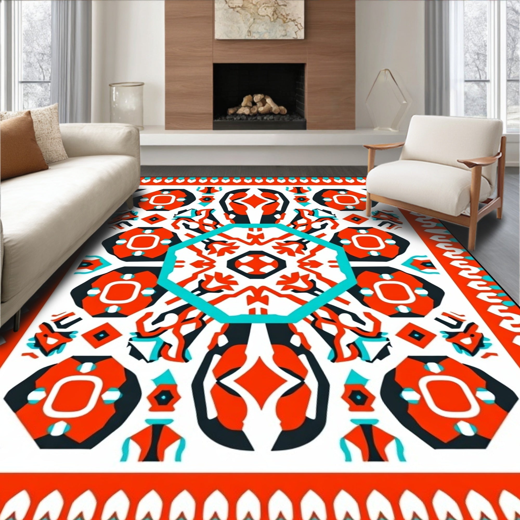 Bold Geometric Tribal Pattern Rug