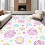 Whimsical Swirls and Dots Pattern Rug
