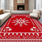 Bold White Snowflake Decorative Pattern Rug