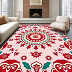 Red Green Floral Mandala Rug