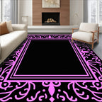 Ornate Pink Vine Scroll Design Rug