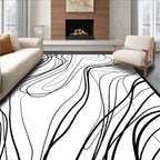 Bold Black White Abstract Lines Rug