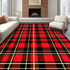 Classic Red and Black Plaid Design Rug